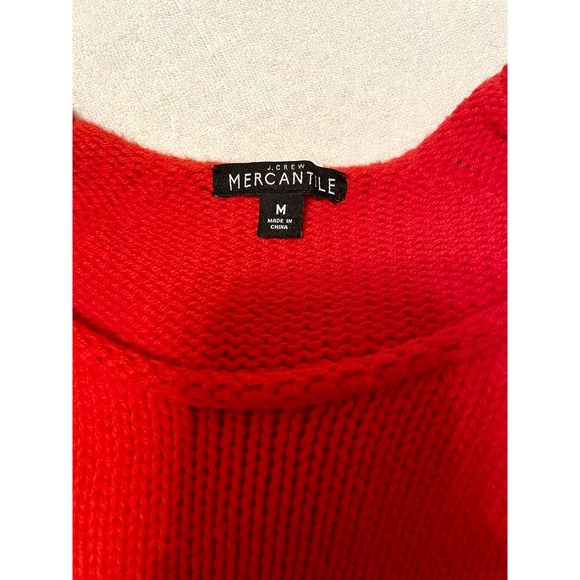 J.Crew Bright Red Orange 100% Cotton Rolled Hem Sweater Size M - Picture 4 of 4